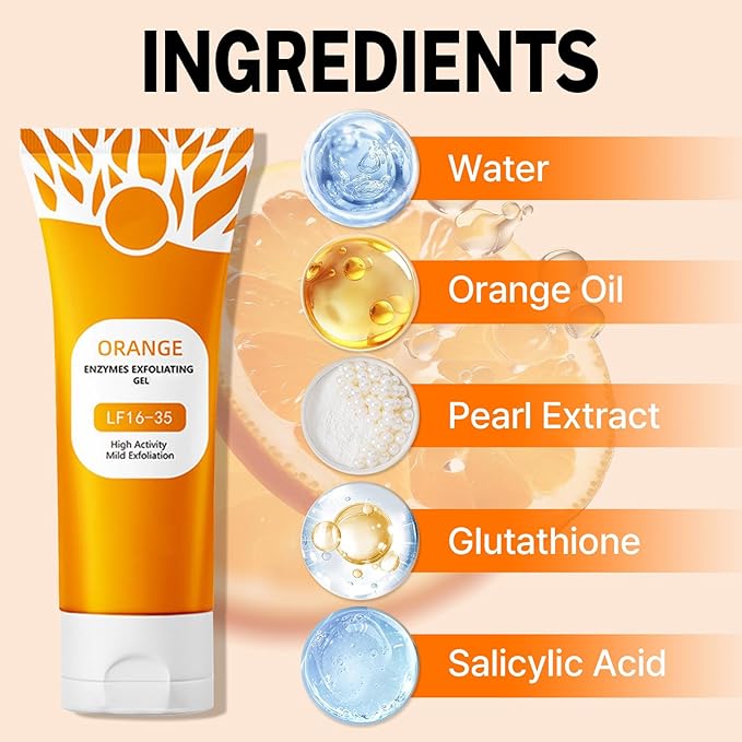 2Pcs Orange Exfoliating Gel For Face & Body,2026 Exfoliating Cleansing Gel Scrub,Pore Orange Peeling Scrub,Deep Clean Pores,Remove Blackheads & Moisturize Skin,All Types Skin