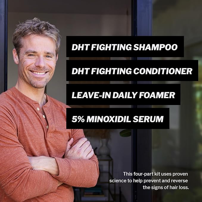 Shapiro MD Hair Growth Experts Men's Regrowth Kit Plus: Shampoo, Conditioner, 5% Minoxidil, Leave-In Foam, Complete Anti Hair Loss and Thinning Hair Solution for Men, 1 Month Supply