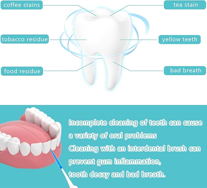 250 Pieces Dental Floss Picks, Silicone Interdental Brushes with Case Dental Brushes Dental Picks Blue Tooth Floss Picks for Teeth Cleaning(Blue,Green)