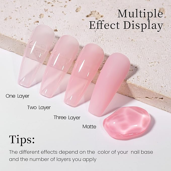 MAYCHAO 15ML Jelly Nude Pink Gel Nail Polish 1Pc Sheer Pink Gel Polish Soak Off UV LED Nail Polish Nail Art Starter Manicure Salon DIY at Home, 0.5 OZ