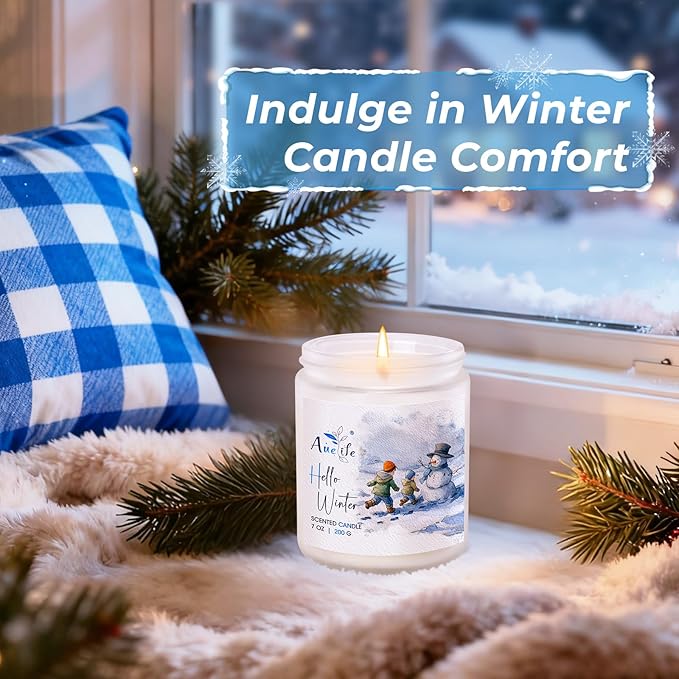 Winter Candle Set | 6 Pack Christmas Scented Candles for Home - Holiday Soy Candle Gift Set for Women Men, Home Decor, Aromatherapy Candles Scents of Hello Winter/Forest/Cider/Warm/Fireside/Bonfire