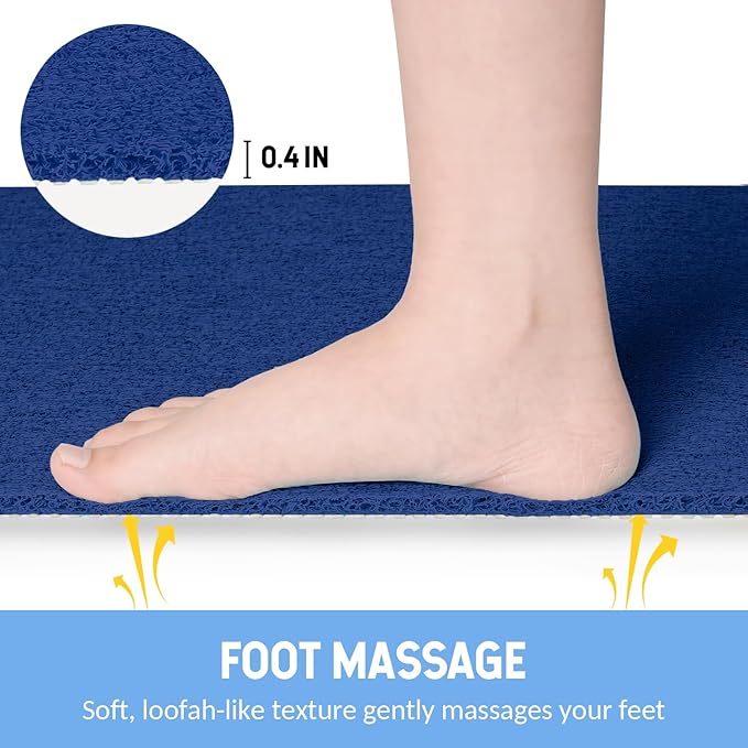 Non-Slip Bathtub Mat, Anti Slip Shower Mat, Fast Drying Bathtub Mats, Foot Scrubber Mat, Anti Slip Mat for Tub, Floor, Bathroom, Kitchen, Home, Hotel (Navy Blue 40"×28")