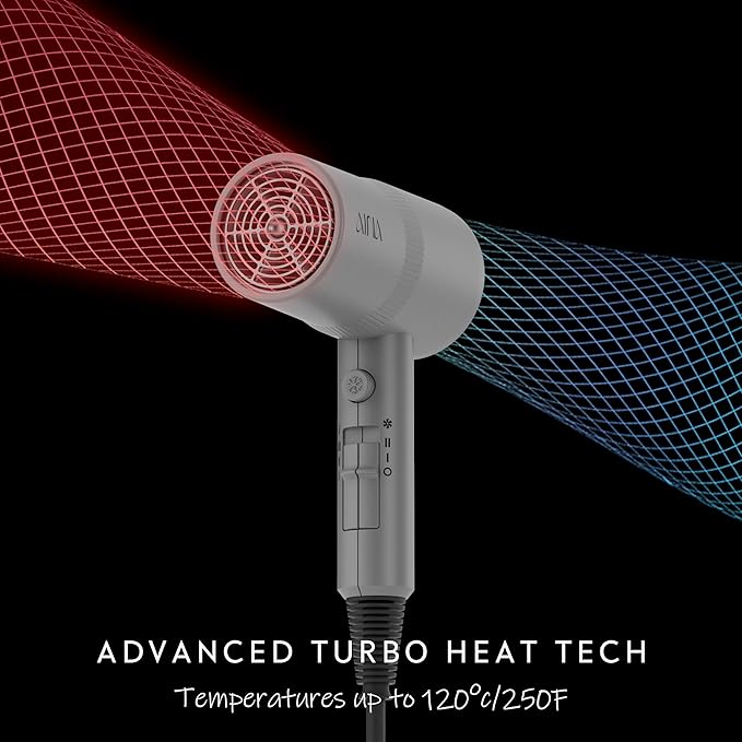 AINA Hair Dryer with Diffuser, Blow Dryer for Women | Advanced Ionic Technology, Ceramic Coating | Cold Shot Features Turbo Heat for Fast Drying and Shine 110V/ALCI (Ash Grey)