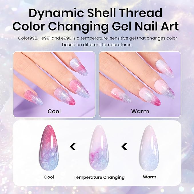 Beetles Pearl Gel Nail Polish Set - Ocean Treasures Gel Polish, 20 Colors Glitter Cat Eye Pink Red Mermaid Swirl Thread Effect Soak off UV Nail Gel for DIY Manicure Gift for Women