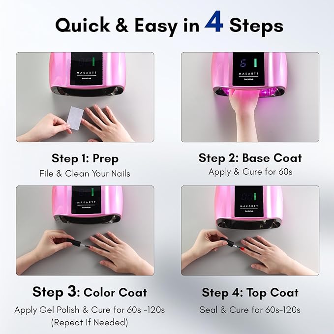 Makartt UV LED Nail Lamp with Handle for Gel Polish – Fast Curing UV Light Nail Dryer with 42 Beads 4 Timers Cordless Rechargeable Design LCD Touchscreen & Smart Sensor(Gradient Pink)
