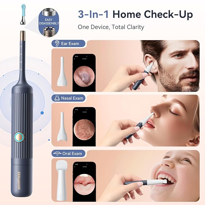Ear Wax Removal Kit: Upgraded Visual Ear Cleaner with Camera 1080P HD for Adults & Kids - Flexible Ear Wax Remover with 6 LED Lights - Safe Ear Cleaning Tool for Home Use