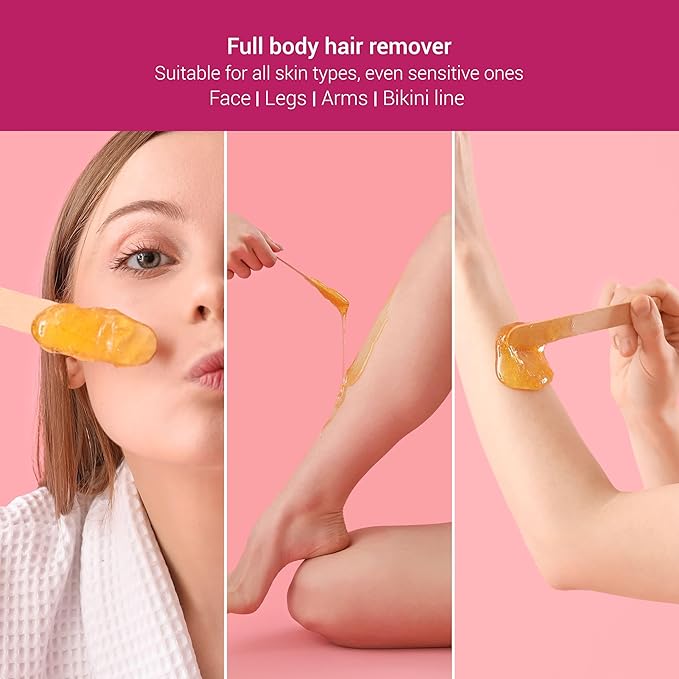 DEPIL BELLA Brazilian Sugar Wax, Hair Removal Wax for Personal & Professional Use, Organic, Natural, Vegan, Washable, All Skin Types - 2.87lbs