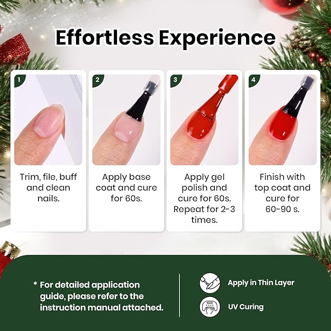Beetles Christmas Gel Nail Polish Set – Christmas Spectrum Red Green Glitter Gel Polish, 36 Colors Soak Off UV LED Winter Long Lasting Nail Gel Kit for Manicure Gifts for Women