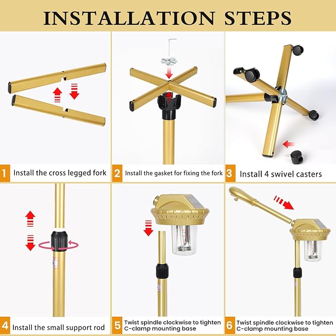 Professional Facial Steamer on Wheels,Gold Ozone Steamer for Face with 30-Minutes Timer,Spa Face Steamer for Deep Facial Cleansing