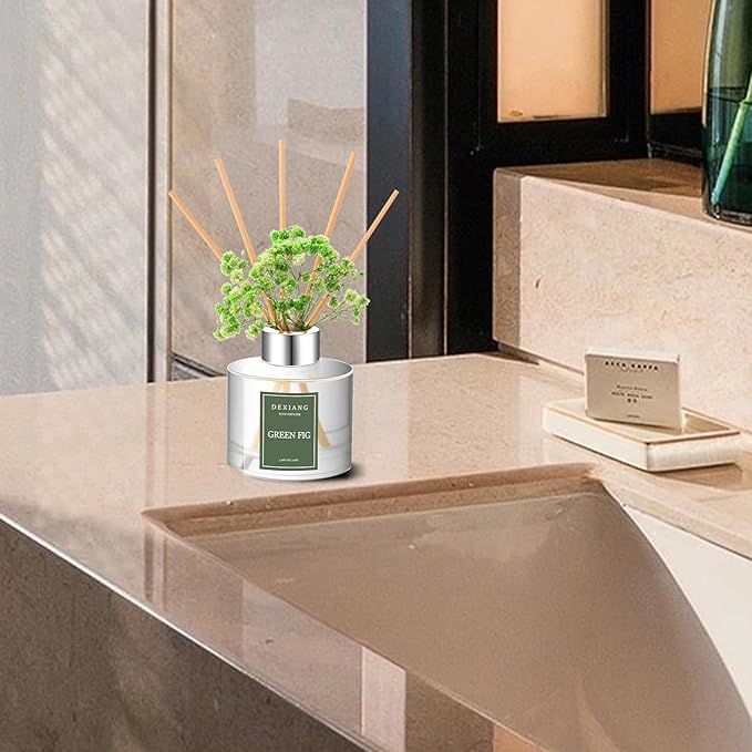 Reed Diffuser Set - 3.38 fl oz Sweet Dream Premium Scented Oil with Preserved Baby's Breath & Cotton 6 Sticks | Long-Lasting Aromatherapy for Home, Bedroom, Bathroom, Office Home Decor