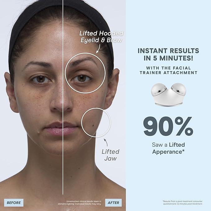 NuFACE Trinity+ Microcurrent Facial Device Kit - FDA Cleared Face Sculpting & Neck Tightening Device to Contour Cheeks & Brows + Microcurrent Gel Activator & Silk Creme