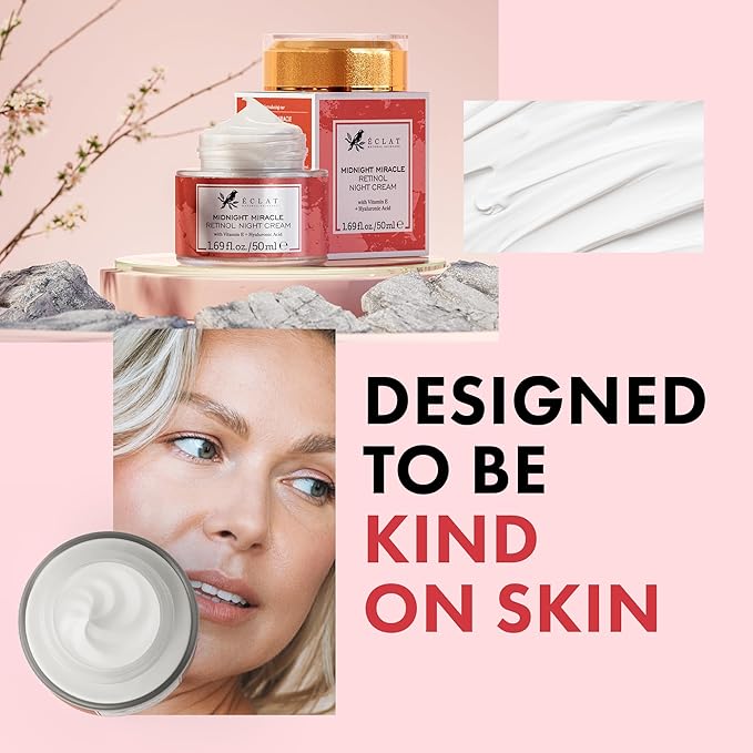 Eclat Skincare Retinol Night Cream – 2.5% Retinol & Hyaluronic Acid Face Moisturizer for Wrinkles, Fine Lines & Hydration – Firming Anti Aging Cream for Smooth, Radiant Skin 1.7 fl oz