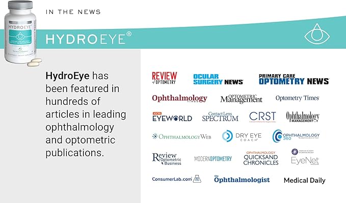 ScienceBased Health HydroEye Dry Eye Supplement – Clinically Tested Formula with GLA & Omega-3 – Supports a Healthy Tear Film for Lasting Eye Comfort – 120 Softgels