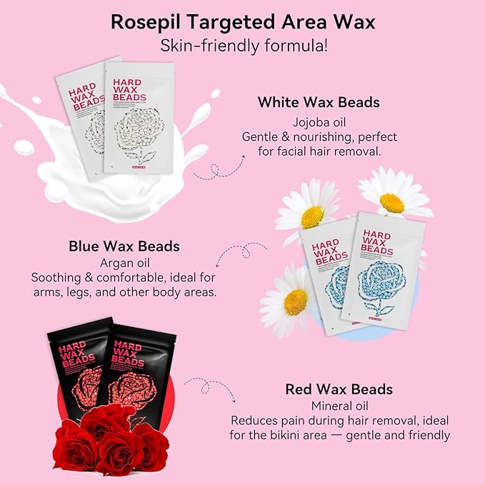 Digital Wax Warmer - Beginner-Friendly Waxing Kit with Smart Temp Control, 6 Packs (3 Colors) Wax Beads for Targeted Hair Removal - Ideal for Body, Bikini, face, Home Salon Use