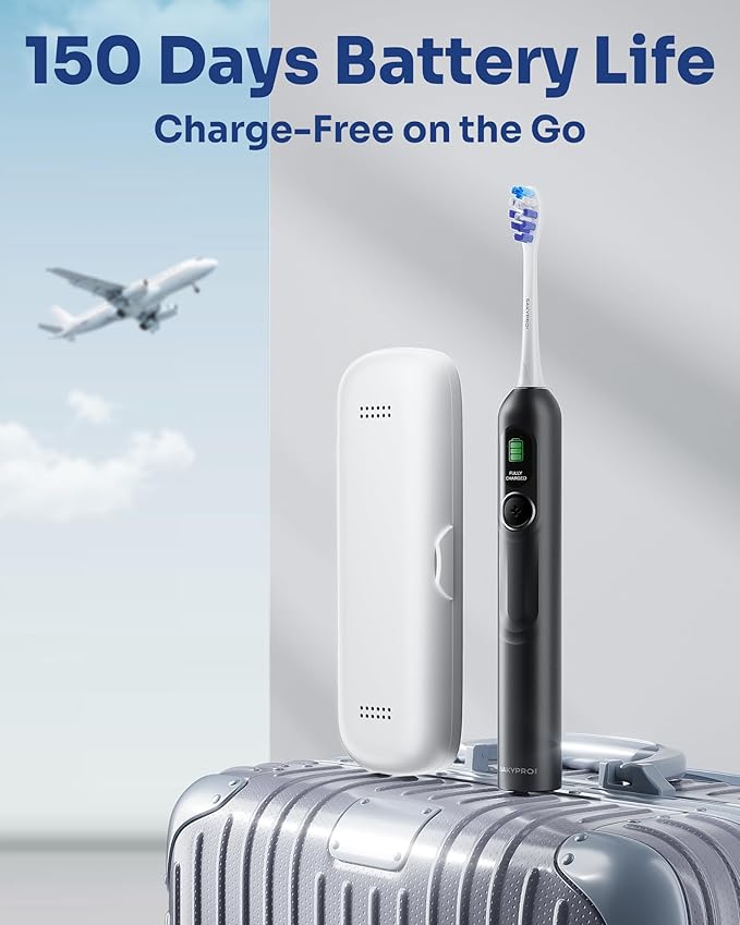 Electric Toothbrush with AI Smart Screen for Adults Kids Teens | 150-Day Battery, Real-Time Brushing Map | Whitening Mode, 3-Min Timer, Travel Case | Family Sonic Toothbrush (G5S Blue)