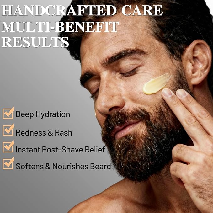 Organic Beef Tallow Honey Balm, Handmade Moisturizer Beef Tallow for Face, Grass Fed Beef Tallow for Dry Skin, Pure Natural Cream with Bergamot Scent,Designed for Men After Shave, 2.1oz