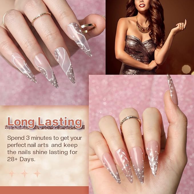 Modelones Nail Polish Remover, Acetone Nail Polish Remover and Glitter Sparkle Reflective Gel Rose Soak Off 8 Fl Oz for Nail Art Design LED Manicure Salon DIY at Home 1 PCS, Rose