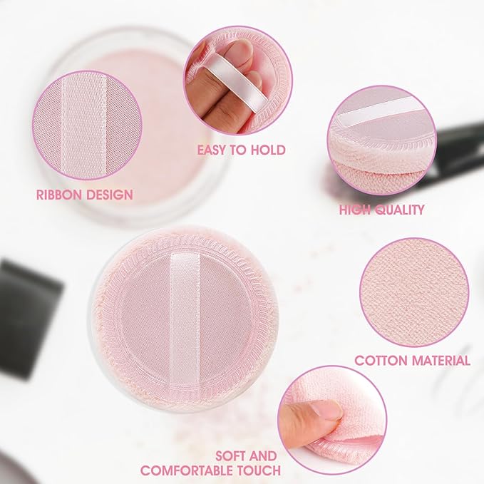 Sibba 12 PCS Blush Loose Powder Puff Face Setting Body Makeup Soft Velour Sponge Beauty Blender Make Up Mini Portable Finger Applicator Holder Small Fluffy Highlighter Facial Cosmetic Cushion Women