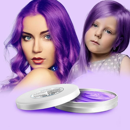 Purple Hair Color Wax, Temporary Washable Hair Color Dye for Kids, Temporary Dye Wax Natural Hairstyle Cream Hair Pomades for Women & Men Party Cosplay Halloween