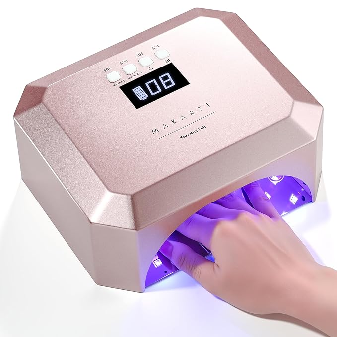 Makartt UV LED Nail Lamp for Gel Nails – Rechargeable Aurora 30W Nail Light with 39 LEDs, Large Space 2600mAh Battery 4 Timers & Auto Sensor Fast Curing Cordless Nail Lamp for Salon(Rose Pink)