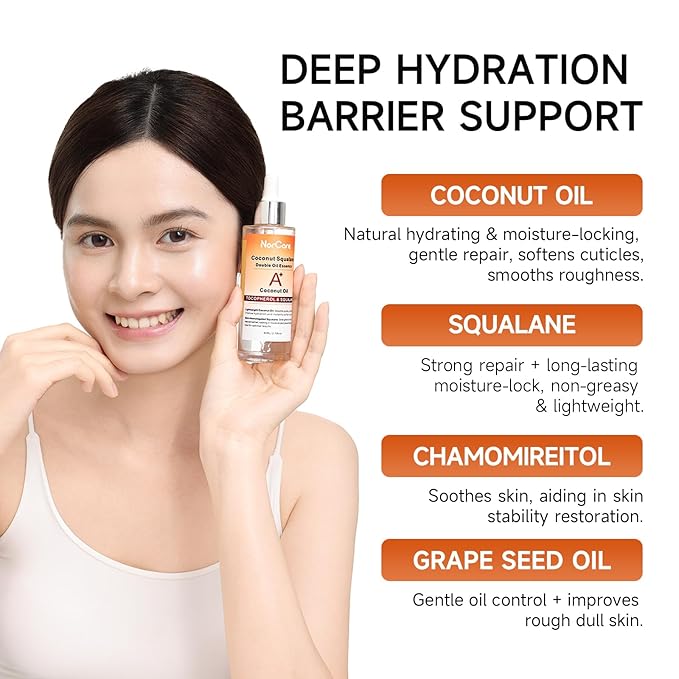 Skin Care Essential oil Coconut & SqualaneDual-Essence Oil Skincare Tech 2026 | 80ml Soothes,Brightens, and repairs your skin barrier. Formulated for allskin types