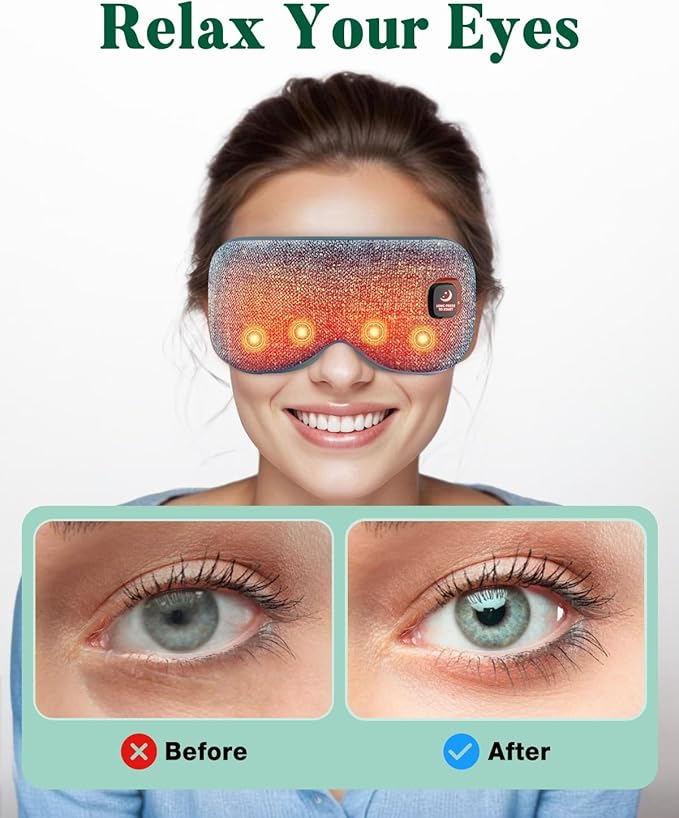 Heated Eye Mask for Dry Eyes, FSA Eligible HSA, Cordless Warm Compress for Eyes, Light Blocking Eye Heating Pad, Styes, Sleep, Cover Washable, Rechargeable, Deep Blue