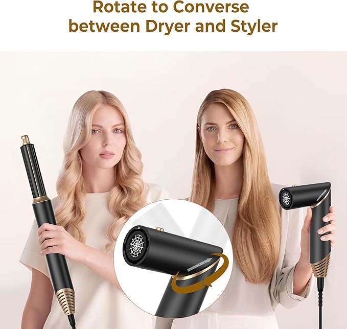 5 in 1 Blow Dryer Brush,Hair Dryer Brush with Detachable Air Styler,Negative Ionic Magic Hair Styler,Hot Air Brush for Women Volumizer,Straightener,Drying
