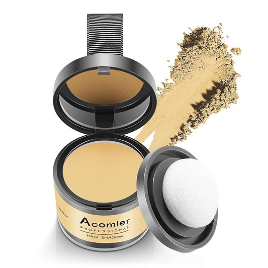 Acomler Root Cover Up Hairline Shadow Powder, Dark Brown, Instantly Cover Thinning Hair, Grey Hair Coverage for Women Men with Eyebrows, Beard Line, Bald Spots (Light Blonde)