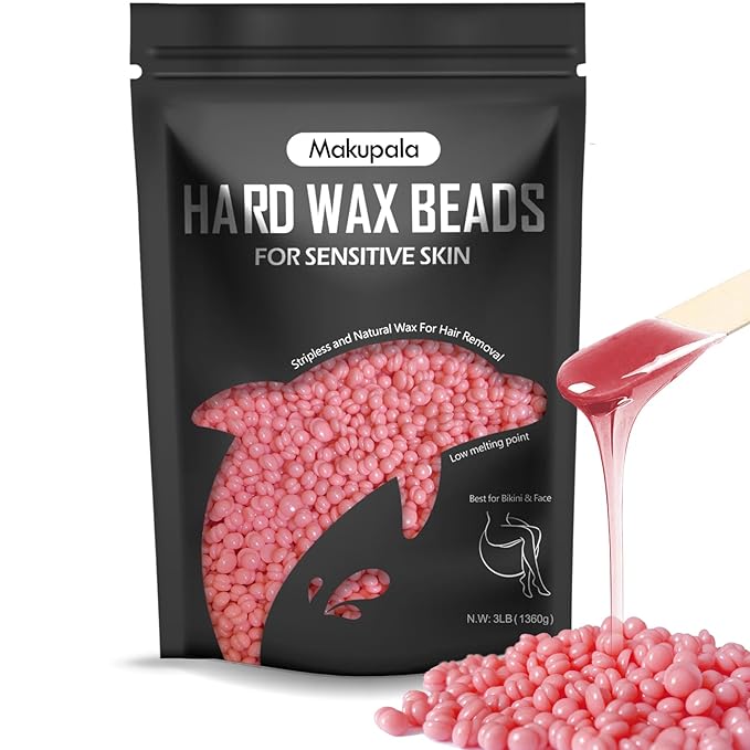 3lb Hard Wax Beads Bulk, Hypoallergenic Brazilian Waxing Bead, Unscented Sensitive Skin Stripless Coarse Hair Removal Wax bean Refill for Body, Face, Bikini Line, Underarm, Chest, Legs