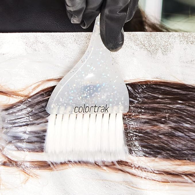 Colortrak Galaxy Glitter 2 Piece Hair Brush Set for Highlighting and Coloring Hair Sections, Includes 1 2.5 Inch Wide Celestial Glow Soft Bristles and 3 Inch Wide Meteor Shower Stiff Bristle Brush