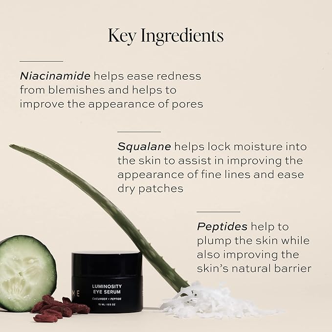 DIME Beauty Luminosity Eye Serum, Eye Cream Treatment With Caffeine for Dark Circles and Puffiness, 0.5 oz / 15 mL