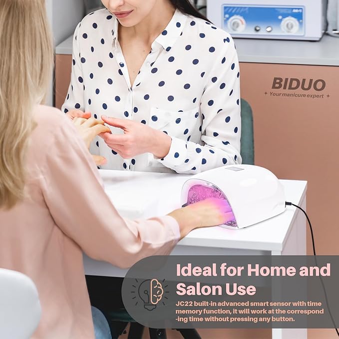 Upgraded Professional Rechargeable UV LED Nail Lamp with 4 Timer,18000mAh Long Battery Life, Electroplated Reflective Base and Inner Wall,Fast Dry Nail Dryer (White JC22-Pro)