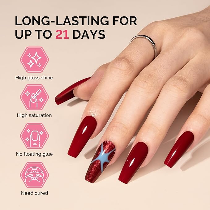 MelodySusie Fleurwee Plant Based Gel Nail Polish, Hema Free Maple Red Nail Polish, Soak Off UV LED Gel Polish Gift for Women 21 Non Toxic Long Lasting Nail Art Manicure Salon DIY at Home B1801