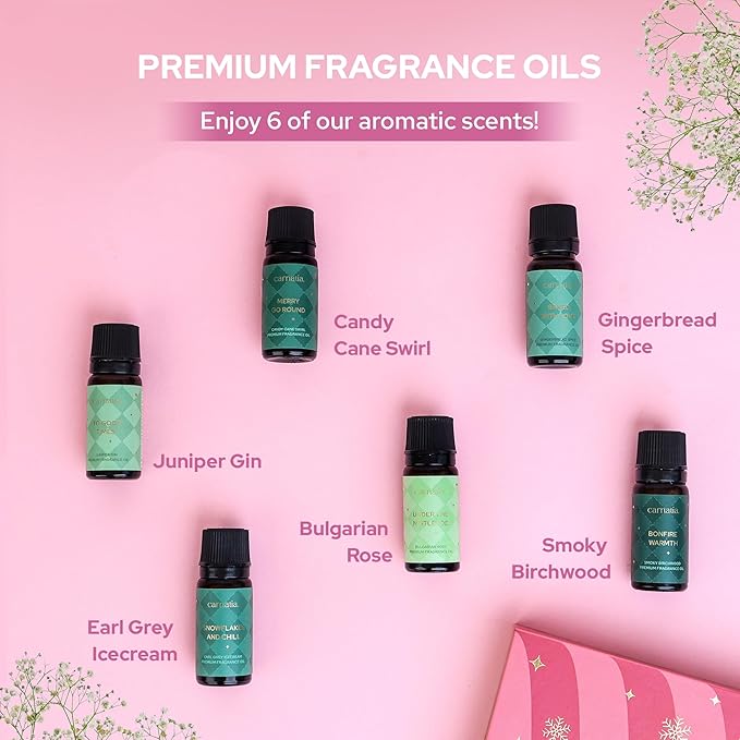 Carnatia Christmas Aroma Oil Set – 6 Cozy & Uplifting Scents for Diffusers, Relaxation & a Warm, Inviting Atmosphere | Festive Essential Oils for Home & Holiday Gifting!