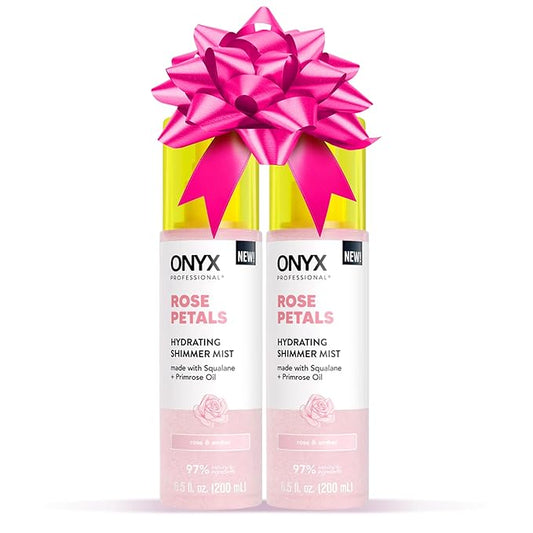 Onyx Professional Hydrating Shimmer Mist with Squalane & Primrose Oil, Rose Petals, 6.5 fl oz, 2pk - Shimmer Hair and Body Mist Creates a Radiant Glow with Lightweight Moisture