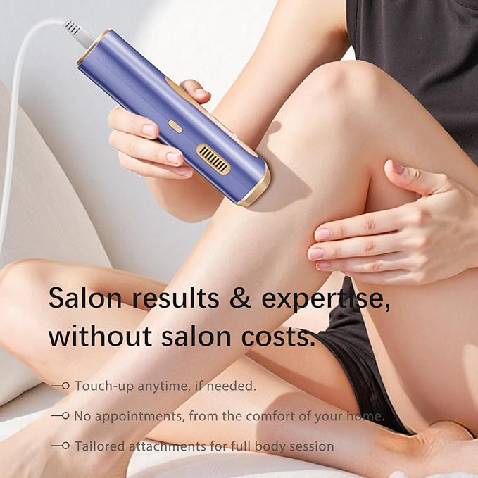 Laser Hair Removal, IPL Laser Hair Removal Device for Women & Men, Safe at-Home Nearly Painless 45°F Ice-Cooling Contact, Long-Lasting Result for Full Body & Face, Purple