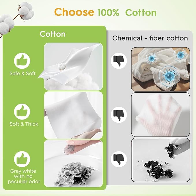 Classycoo 2 Pack Disposable Face Towel XL, 100% Cotton, Soft for Sensitive-Skin Facial Towelette Wipes Clean Towels, Odor-Free, Makeup Remover Cloths for Hand Dry Wipe