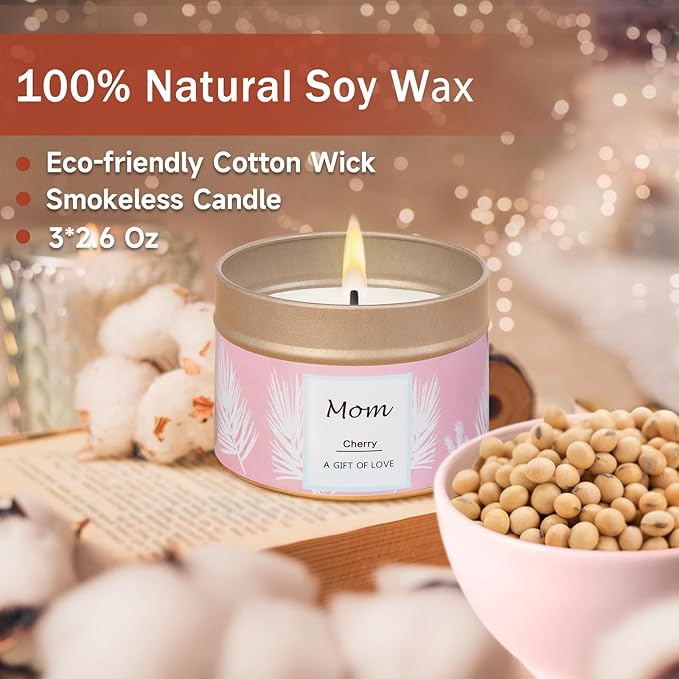 Scented Candles Gifts for Women, 3 Pack 2.6 oz Natural Soy Aromatherapy Candles for Women, Exquisite Candles Set Gift, Small Candle Gift for Mother's Day, Birthday, Christmas