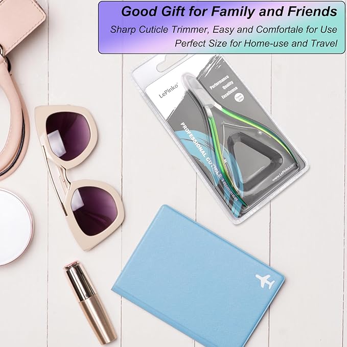 LePinko Professional Cuticle Trimmer kit, Super Sharp Dead Skin Clipper, Labor-saving Cuticula Remover for Fingernail Toenail, Home Salon Use, 7mm Jaw, Rainbow Color