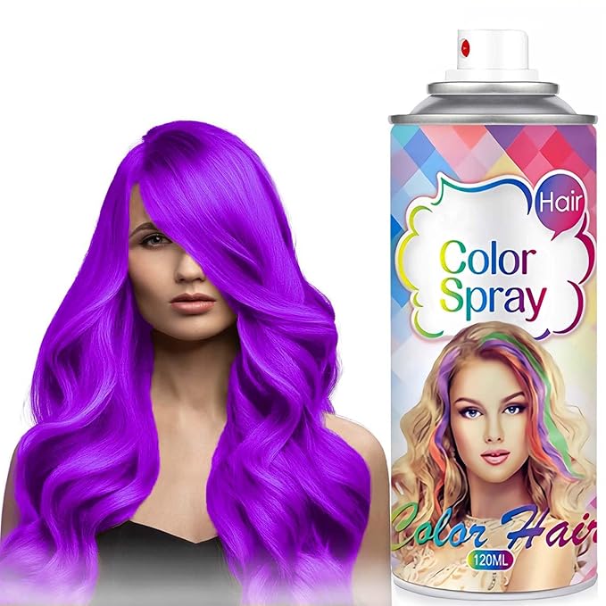 Temporary Hair Color Spray for Women and Kids, One-Time Use Hair Color Wax, Washable Disposable Natural Hair Spray Hair Strong Style for Party, Hollowen, Cosplay (Purple, 120ML)
