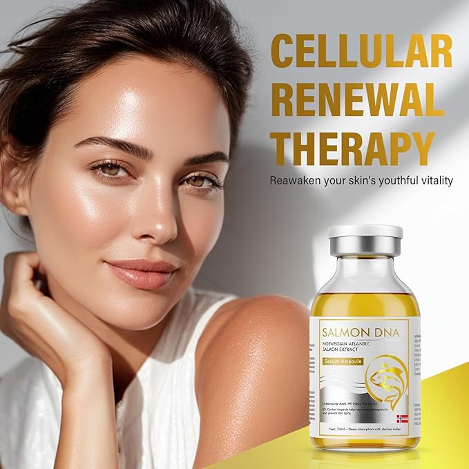 Salmon DNA Serum, Microneedling Ampoule for Wrinkles, Scars & Skin Repair for Face and Body, Intense Hydration & Anti-Aging Treatment