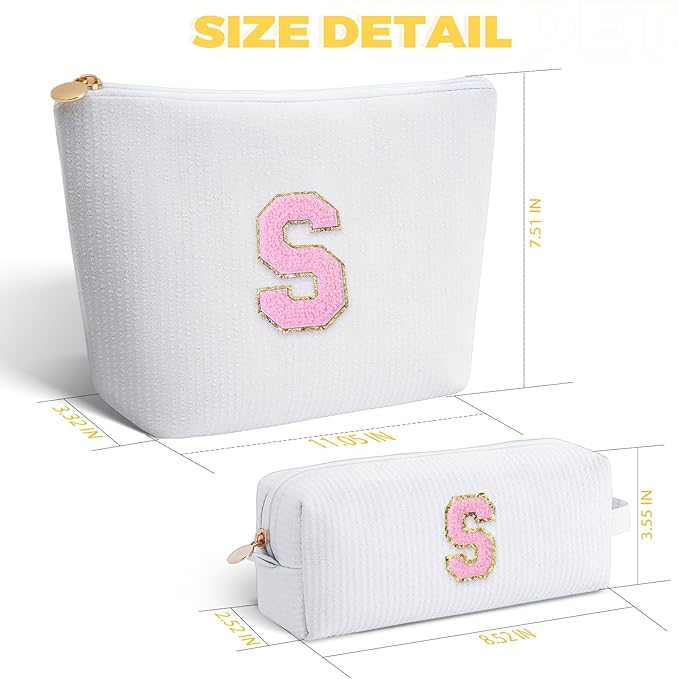 Gifts for Girls Teens Kids - Birthday Gift for Daughter Sister Her,Travel Essentials,Teen Girl Essentials,Cute Trendy Stuff Makeup Bag Set Cosmetic Bag - White,S