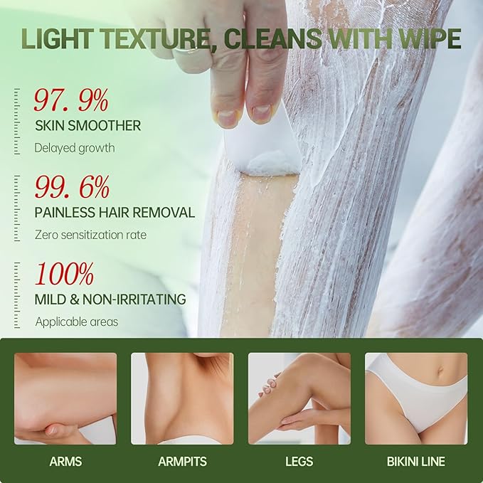 Hair Removal Cream For Women - Painless Body Hair Remover Sensitive Skin Hair Removal For Back Legs Fast And Gentle 3.38 Fl Oz