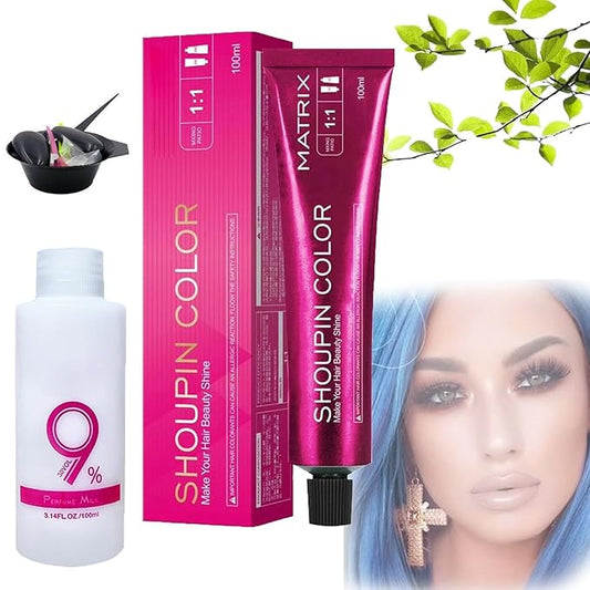 Luxuria Hair Dye No Bleach, Luxuria Hair Color, No Bleaching Hair Nourishing Coloring Hair Dye, Shoupin Hair Color No Hair Damage, For Women and Men (Blue)