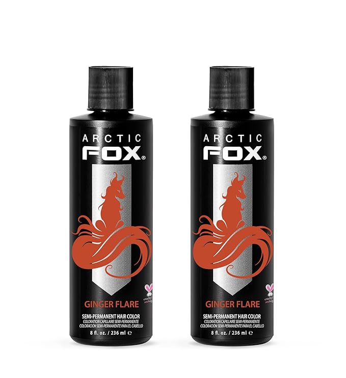 Arctic Fox Semi-Permanent Hair Dye, Vegan & Cruelty-Free, Ammonia-Free, Orange Ginger Flare, Long Lasting, Conditioning, For All Hair Types, 8 Fl Oz (Pack of 2)