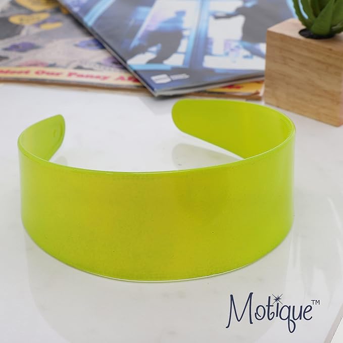 Motique Accessories 2 Inch Hard Plastic Headband with Teeth Women and Girls wide Hair band (Lime Green)