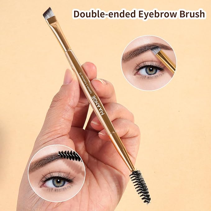 MAANGE 14-Piece Makeup Brush Set with Aluminum Ferrule- Premium Synthetic Makeup Brushes Kit Foundation Powder Brush Eye Shadow for Beginners & Professionals(Gold)