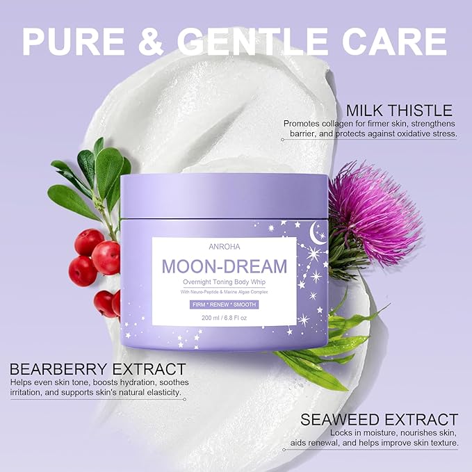 Moon Dream Overnight Toning Whip - Get Body Firming Cream for Women - Age Defying Lift and Frim Cream Helps Target the Appearance of Loose Skin On the Body 6.8 Fl oz