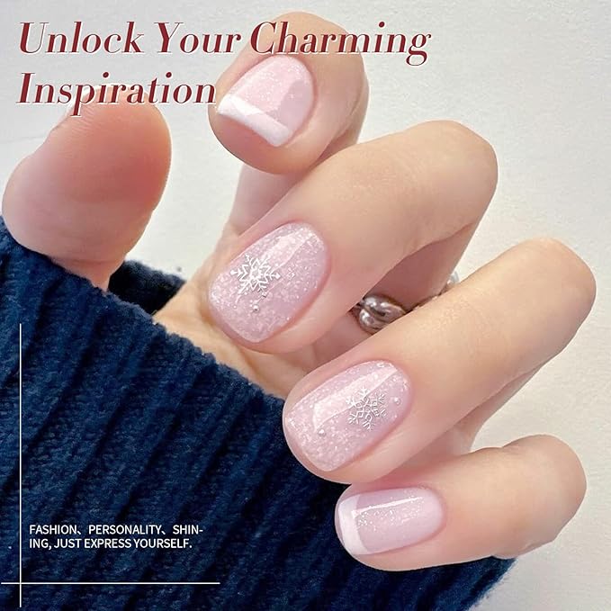 Born Pretty Jelly Gel Nail Polish, Shimmer Glitter Snow Jelly, Milky Pink Translucent Natural Nail Polish, Manicure Salon DIY for Women Girls 15ML