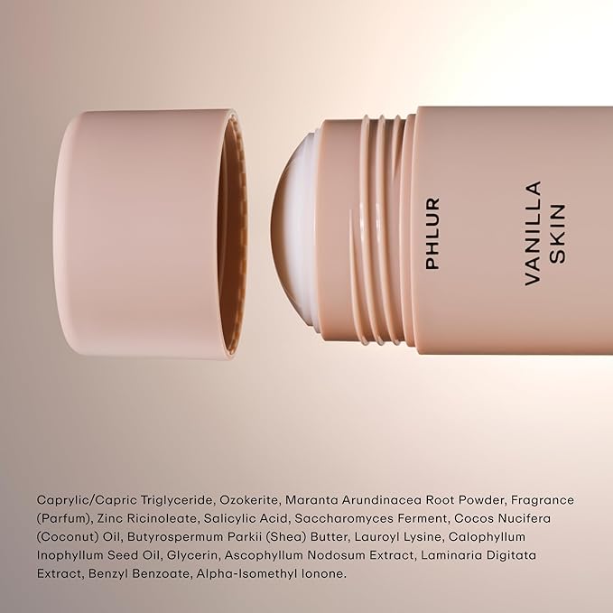 PHLUR Vanilla Skin Deodorant Duo - Natural 48 Hour Odor Protection - Baking Soda Free & Aluminum Free Deodorant with Salicylic Acid, Arrowroot Powder & Tamanu Oil (2 x 1.76 oz)